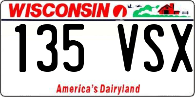 WI license plate 135VSX