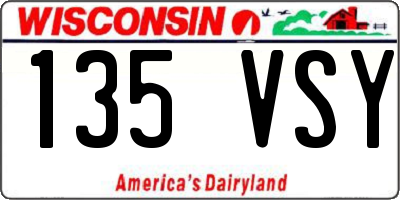 WI license plate 135VSY