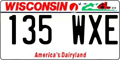 WI license plate 135WXE