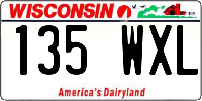 WI license plate 135WXL