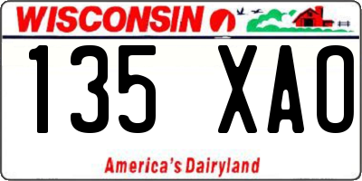WI license plate 135XAO