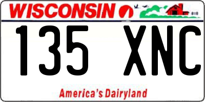 WI license plate 135XNC