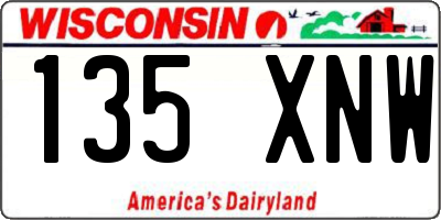 WI license plate 135XNW