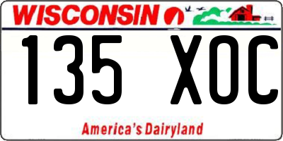 WI license plate 135XOC