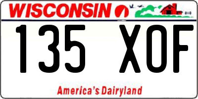 WI license plate 135XOF