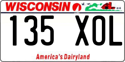 WI license plate 135XOL