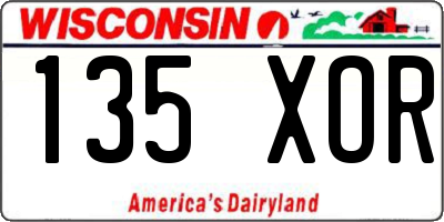 WI license plate 135XOR