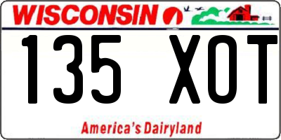 WI license plate 135XOT
