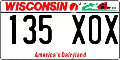 WI license plate 135XOX