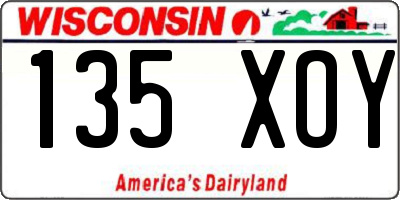 WI license plate 135XOY