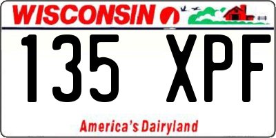 WI license plate 135XPF