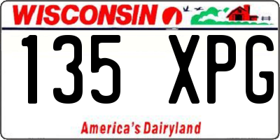 WI license plate 135XPG