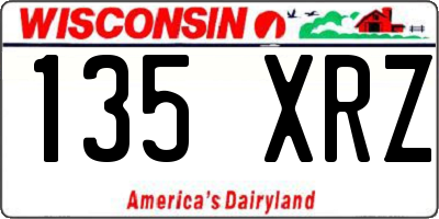 WI license plate 135XRZ