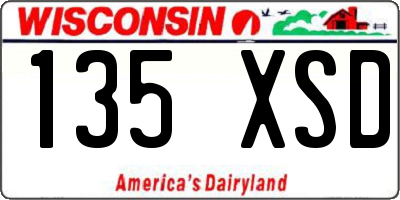WI license plate 135XSD