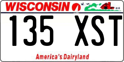 WI license plate 135XST