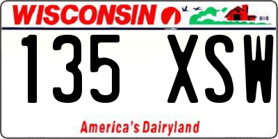 WI license plate 135XSW