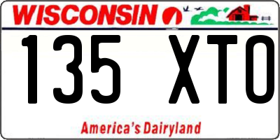 WI license plate 135XTO