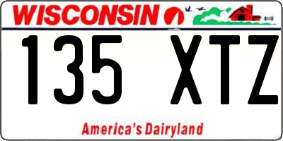 WI license plate 135XTZ