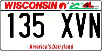 WI license plate 135XVN