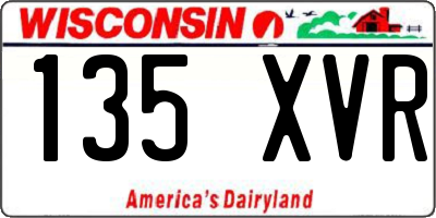 WI license plate 135XVR