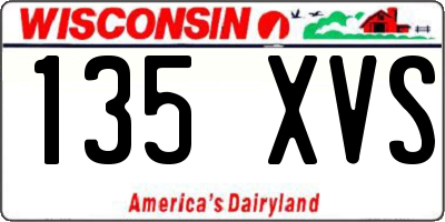 WI license plate 135XVS