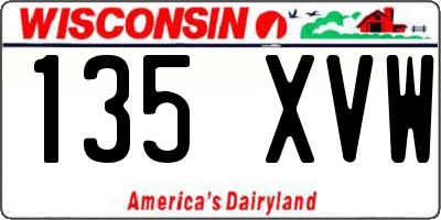 WI license plate 135XVW