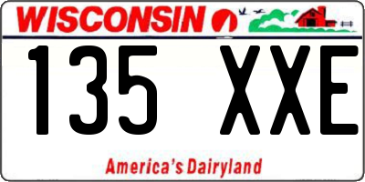 WI license plate 135XXE