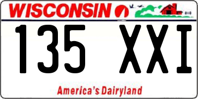 WI license plate 135XXI