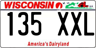 WI license plate 135XXL