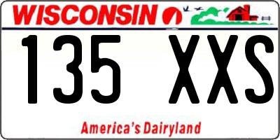WI license plate 135XXS
