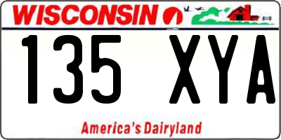 WI license plate 135XYA