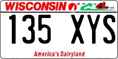 WI license plate 135XYS