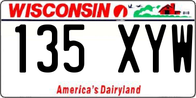 WI license plate 135XYW