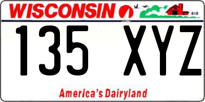WI license plate 135XYZ