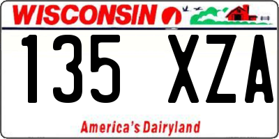 WI license plate 135XZA