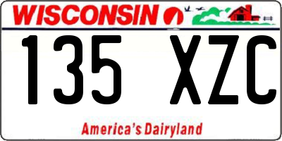 WI license plate 135XZC