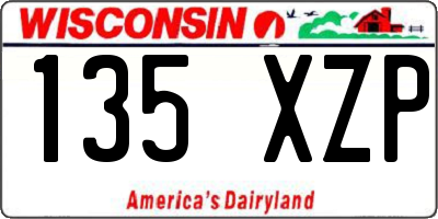 WI license plate 135XZP