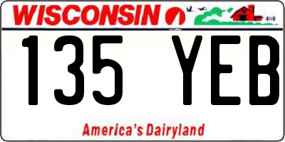 WI license plate 135YEB