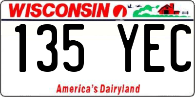 WI license plate 135YEC