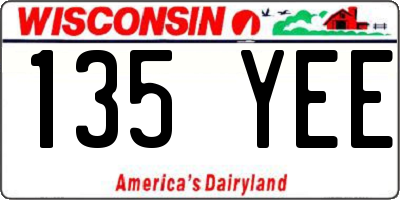 WI license plate 135YEE