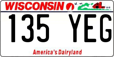 WI license plate 135YEG