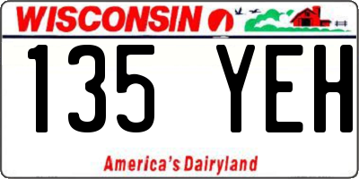 WI license plate 135YEH