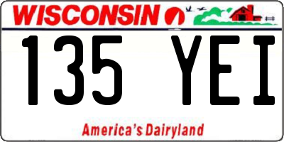 WI license plate 135YEI