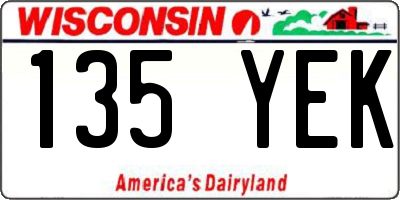 WI license plate 135YEK