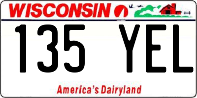 WI license plate 135YEL