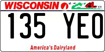 WI license plate 135YEO