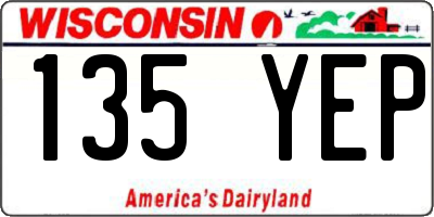WI license plate 135YEP