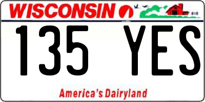 WI license plate 135YES