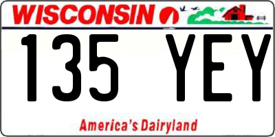 WI license plate 135YEY