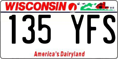 WI license plate 135YFS